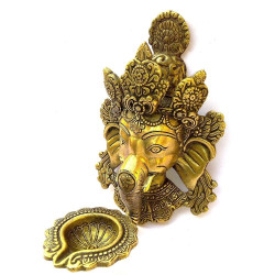 Novelika Brass Lord Ganesha Wall Hanging Diya On Trunk Designer Deepak  for Marriage Office Showpiece Gift Vastu Dosh Novelika Brass Lord Ganesha Wall Hanging Diya On Trunk Designer Deepak  for Marriage Office Showpiece Gift Vastu Dosh