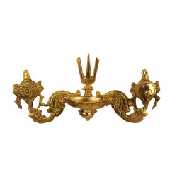 Novelika Brass Oil Diya Lamp Wall Hanging Tirupati Balaji Padmanabha Swami Lord Vishnu Puja Vastu Home Decor 