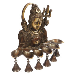 Novelika Brass Shiva Diya with Bells Wall Hanging Home Decor 12 Inch