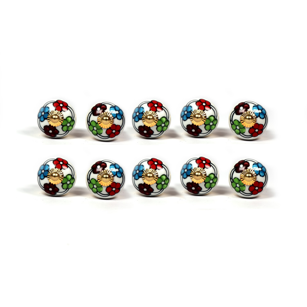 Novelika Hand Painted Ceramic knobs Kitchen Cupboard Knobs Drawer Pull Set of 10 piece - KN0088