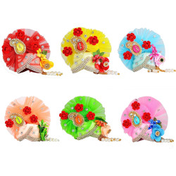 Novelika Laddu Gopal Mukut Beautiful Colorful Flower Pagdi of Ladoo Gopal Ji Set of 6 (LGM003)