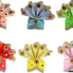 Novelika Laddu Gopal Mukut Beautiful Colorful Flower Pagdi of Ladoo Gopal Ji Set of 6 (LGM001)