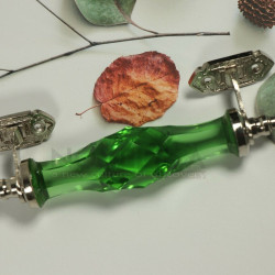 Door Handle Unique Designed Cut Glass Green Color Drawer, Cabinet, Cupboard