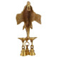 Novelika Brass Ganesha Wall Hanging Multicolor Gemstone Handwork Puja Idol Oil Lamp Three Diyas Home Decor