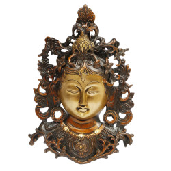 Novelika Brass Tara Face Tibetan Buddha Idol/Deity Mask Wall Hanging Showpiece Novelika Brass Tara Face Tibetan Buddha Idol/Deity Mask Wall Hanging Showpiece