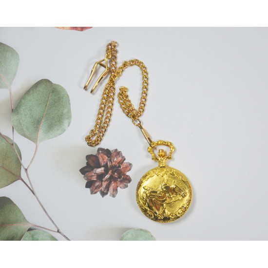 Novelika Beautiful Gold Color Horse Design Brass Pocket Watch for Gift and Home Decor (1880045) 