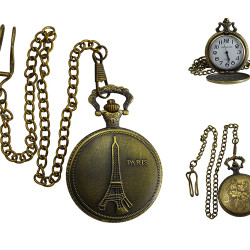 Novelika Beautiful Olive Color Paris Tower Design Analog Brass Pocket Watch for Gift and  Home Decor ( 1880048 )