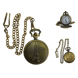 Novelika Beautiful Olive Color Paris Tower Design Analog Brass Pocket Watch for Gift and  Home Decor ( 1880048 )