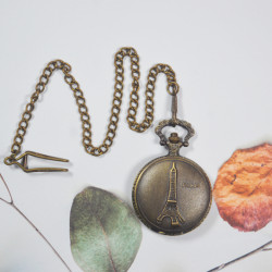Novelika Beautiful Olive Color Paris Tower Design Analog Brass Pocket Watch for Gift and  Home Decor ( 1880048 )