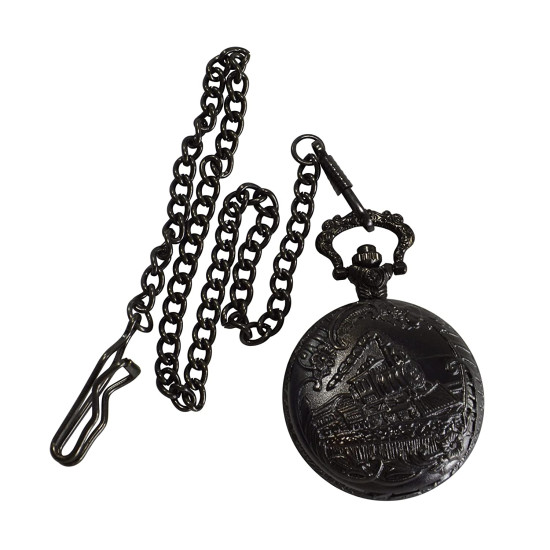 Novelika Beautiful Black Color Steam Engine Design Brass Pocket Watch for Gift and  Home Decor ( 1880049 )