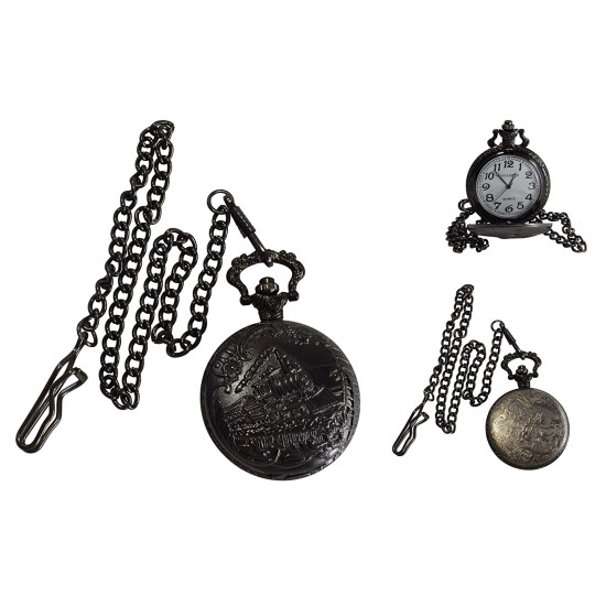 Novelika Beautiful Black Color Steam Engine Design Brass Pocket Watch for Gift and  Home Decor ( 1880049 )