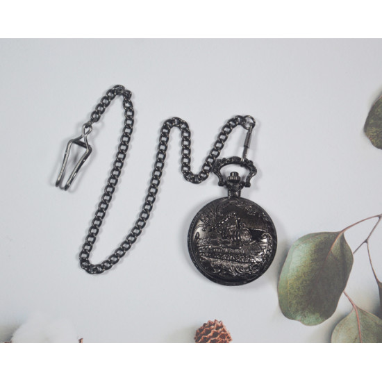 Novelika Beautiful Black Color Steam Engine Design Brass Pocket Watch for Gift and  Home Decor ( 1880049 )