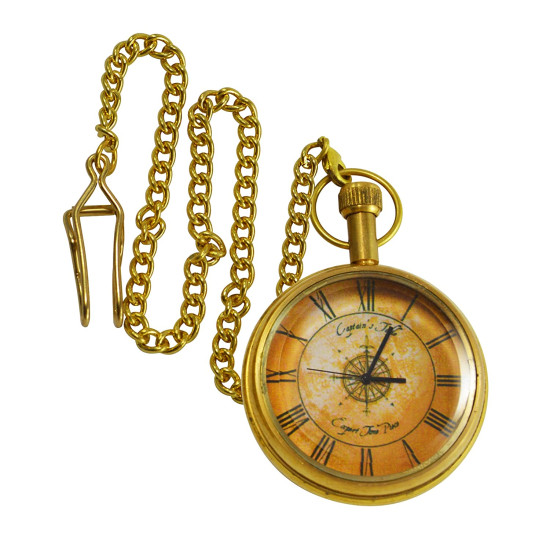 Novelika Beautiful Gold Color Open Dial Brass Pocket Watch for Gift and Home Decor (1880051) 