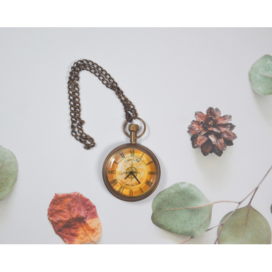 Novelika Beautiful Gold Color Open Dial Brass Pocket Watch for Gift and Home Decor (1880051) 