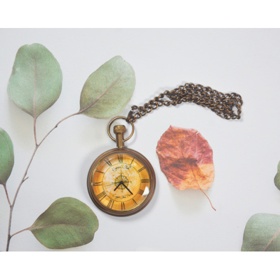Novelika Beautiful Gold Color Open Dial Brass Pocket Watch for Gift and Home Decor (1880051) 