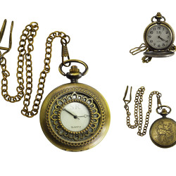 Novelika Beautiful Olive Color Flower Design Brass Pocket Watch for Gift and Home Decor ( 1880055 )