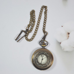 Novelika Beautiful Olive Color Flower Design Brass Pocket Watch for Gift and Home Decor ( 1880055 )