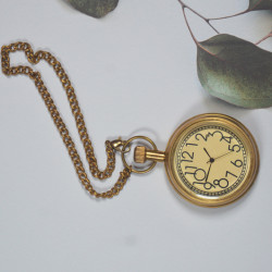 Novelika Beautiful Gold Color  Open Dial Brass Pocket Watch for Gift and Home Home Decor (1880059) 