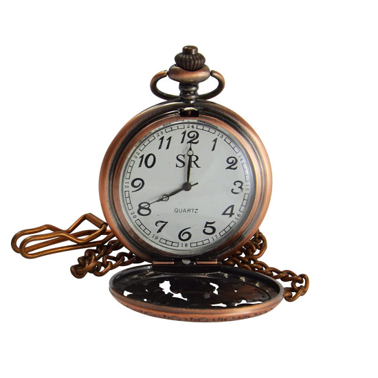 Novelika Beautiful Brown Color Flower Design Brass Pocket Watch for Gift and Home Decor ( 1880060 )