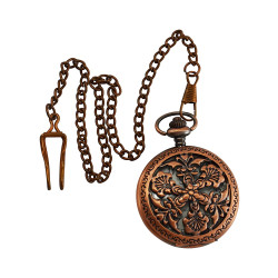 Novelika Beautiful Brown Color Flower Design Brass Pocket Watch for Gift and Home Decor ( 1880060 )