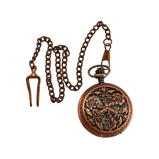 Novelika Beautiful Brown Color Flower Design Brass Pocket Watch for Gift and Home Decor ( 1880060 )