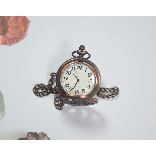 Novelika Beautiful Brown Color Flower Design Brass Pocket Watch for Gift and Home Decor ( 1880060 )