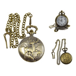 Novelika Beautiful Olive Color Dear Design Analog Brass Pocket Watch for Gift and Home Decor ( 1880061 )