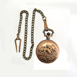 Novelika Beautiful Brown Color Horse Riding Design Analog Brass Pocket Watch for Gift and  Home Decor ( 1880062 )