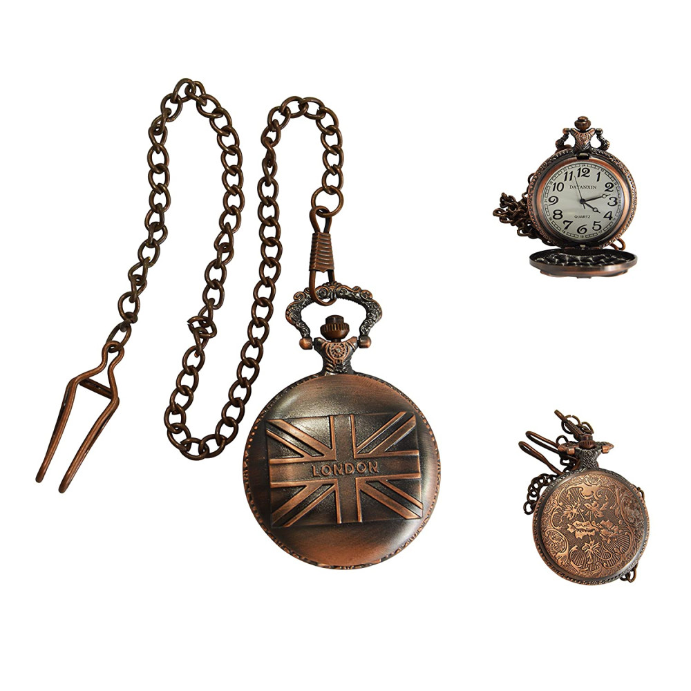 Novelika Beautiful Brown Color Loden Flag Design Analog Brass Pocket Watch for Gift and Home Decor ( 1880065 )