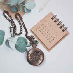 Novelika Beautiful Brown Color Loden Flag Design Analog Brass Pocket Watch for Gift and Home Decor ( 1880065 )