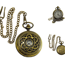 Novelika Beautiful Olive Color Flower Design Analog Brass Pocket Watch for Gift and Home Decor  ( 1880067 )