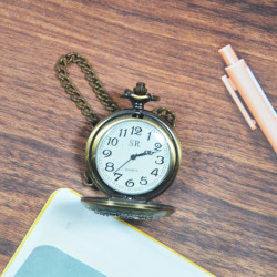 Novelika Beautiful Olive Color Flower Design Analog Brass Pocket Watch for Gift and Home Decor  ( 1880067 )