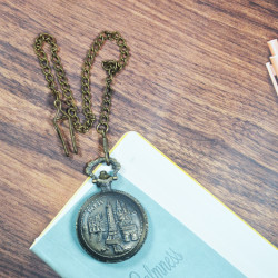 Novelika Beautiful Olive Color Paris Tower Design Analog Brass Pocket Watch for Gift and Home Decor ( 1880070 )