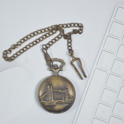 Novelika Beautiful Olive Color Bridge Design Analog Brass Pocket Watch for Gift and Home Decor ( 1880074 )