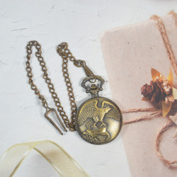 Novelika Beautiful Olive Color Eagle Design Analog Brass Pocket Watch for Gift and Home Decor ( 1880078 )