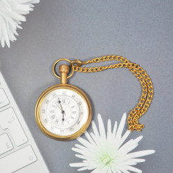 Novelika Beautiful Gold Color  Open Dial Brass Pocket Watch for Gift and Home Decor (1880081) 