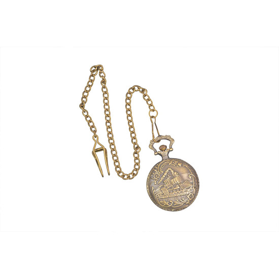 Novelika Beautiful Design Steam Engine Analog Brass Pocket Watch for Gift and Decor (1880082)