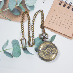 Novelika Beautiful Olive Color Motor Bike Design Analog Brass Pocket Watch for Gift and Home Decor ( 1880083 )