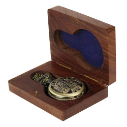 Novelika Antique Locket Pocket Watch Long Chain Roman Numbers for Women Men Vintage Style Round Dial Quartz Paris Cover Bronze