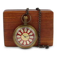 Novelika Antique Handmade Pocket Watch with Wooden Box Gandhi Clock for Men Women Boys valantine Gifts For Loving Couple
