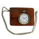 Novelika Bronze Open Roman Number Unisex Antique Vintage Style Round Dial Locket Metal Pocket Watch with Long Chain with Wooden Box.