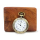 Novelika Bronze Open Roman Number Unisex Antique Vintage Style Round Dial Locket Metal Pocket Watch with Long Chain with Wooden Box.