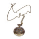 Novelika DAD Antique Analog Locket Pocket Watch Long Chain Roman Numbers for Women Men Vintage Style Round Dial Quartz Cover Bronze with Wooden Box