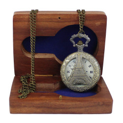 Novelika Tower Bronze Antique Pocket Watch with Roman Number Dial with Wooden Box for Men and Women Novelika Tower Bronze Antique Pocket Watch with Roman Number Dial with Wooden Box for Men and Women