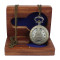 Novelika Tower Bronze Antique Pocket Watch with Roman Number Dial with Wooden Box for Men and Women
