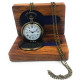 Novelika Pocket Watch King Crown Antique Locket Long Chain Round Dial Quartz Cover Pocket Watch with Roman Numbers with Wooden Box