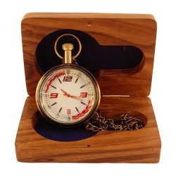 Novelika Pocket Gandhi Brass Designer Watch Antique with Wooden Box Golden Roman Numbers Dial for Men and Women Gift