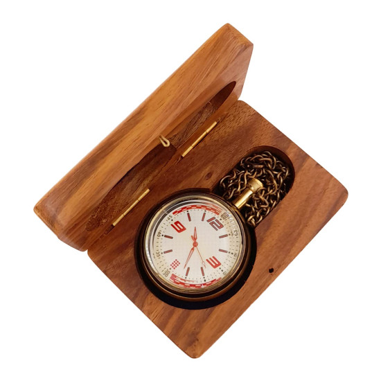 Novelika Pocket Gandhi Brass Designer Watch Antique with Wooden Box Golden Roman Numbers Dial for Men and Women Gift Novelika Pocket Gandhi Brass Designer Watch Antique with Wooden Box Golden Roman Numbers Dial for Men and Women Gift
