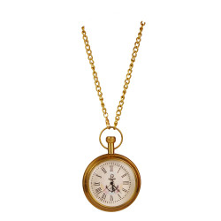 Novelika Pocket Watch with Chain Golden Roman Numbers Dial for Men and Women with Brass Chain Wood Safety Box