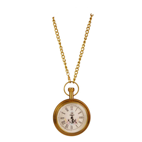 Novelika Pocket Watch with Chain Golden Roman Numbers Dial for Men and Women with Brass Chain Wood Safety Box